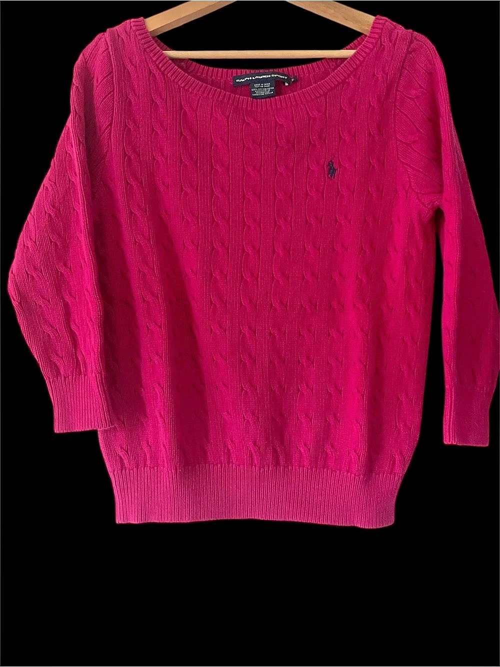 Ralph Lauren Sport Cable-Knit Cotton Sweater Pink XL